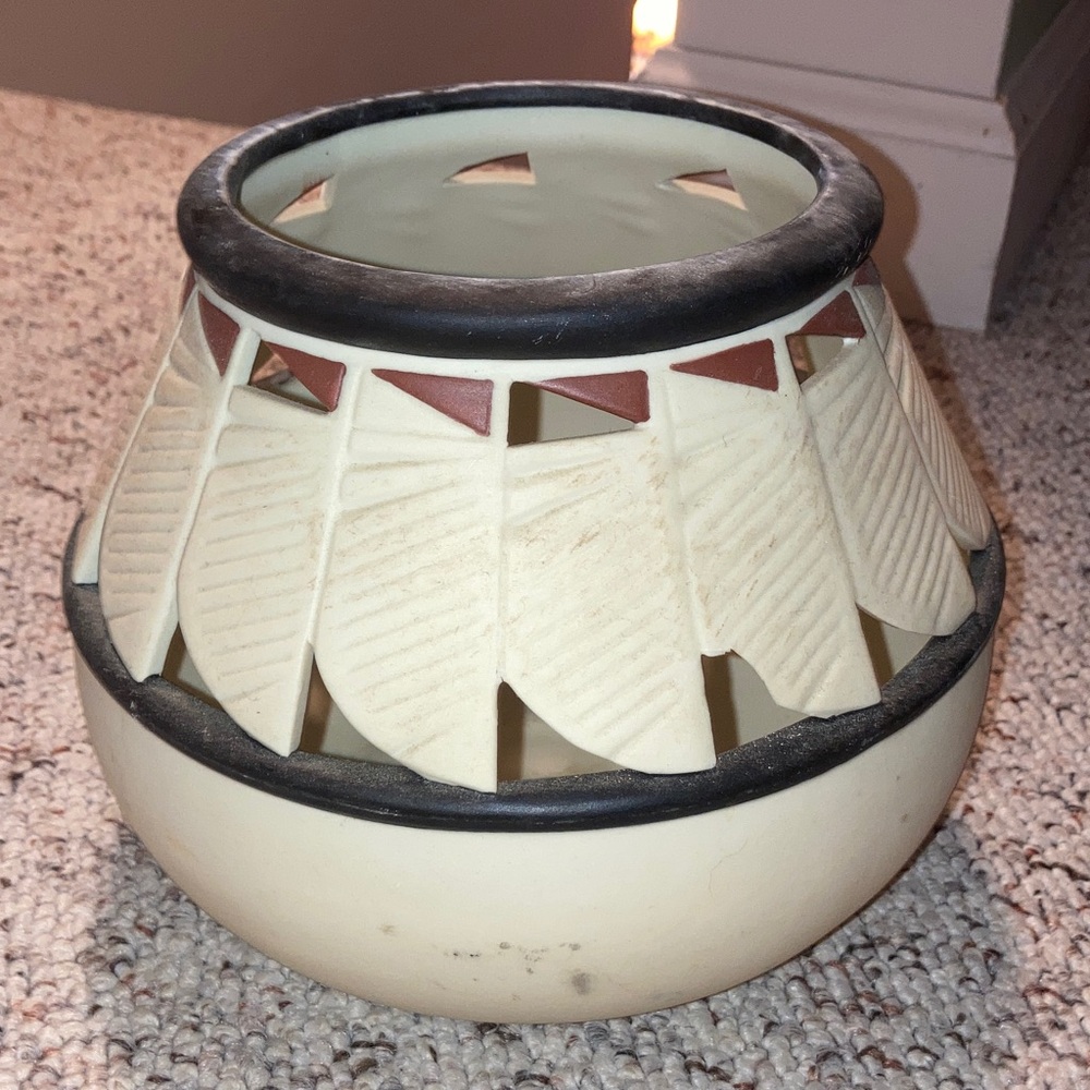 Cream and Black Decorative Pot